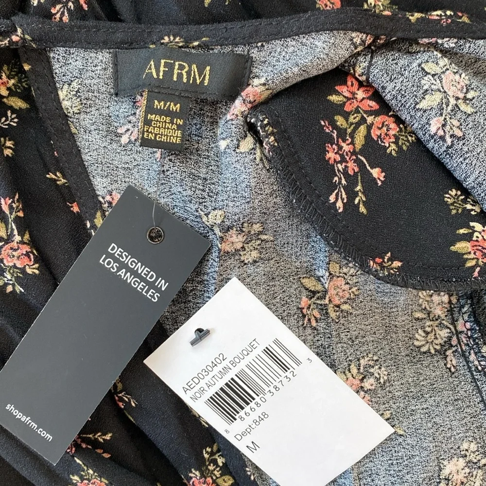 NWT AFRM Gilda Back Cutout Maxi Dress in Noir Bouquet, Size M - Picture 16 of 17